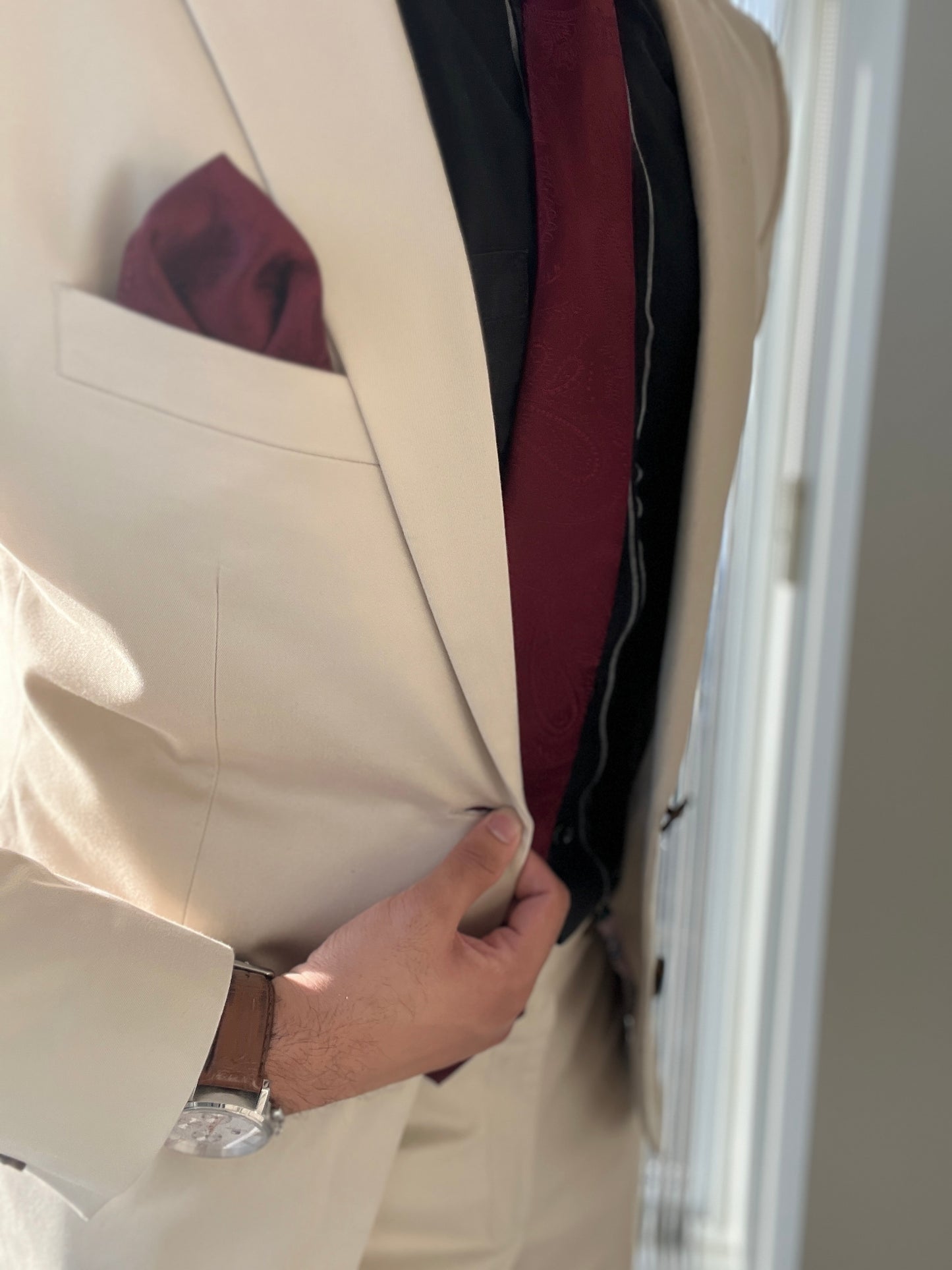 Red Paisley Silk Tie Set w/ Matching Cufflinks